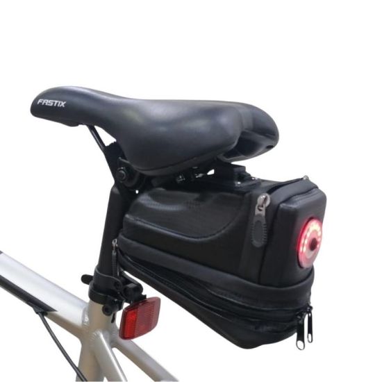 صورة حقيبة مقعد الدراجة مع اسطب خلفي وشحن USB